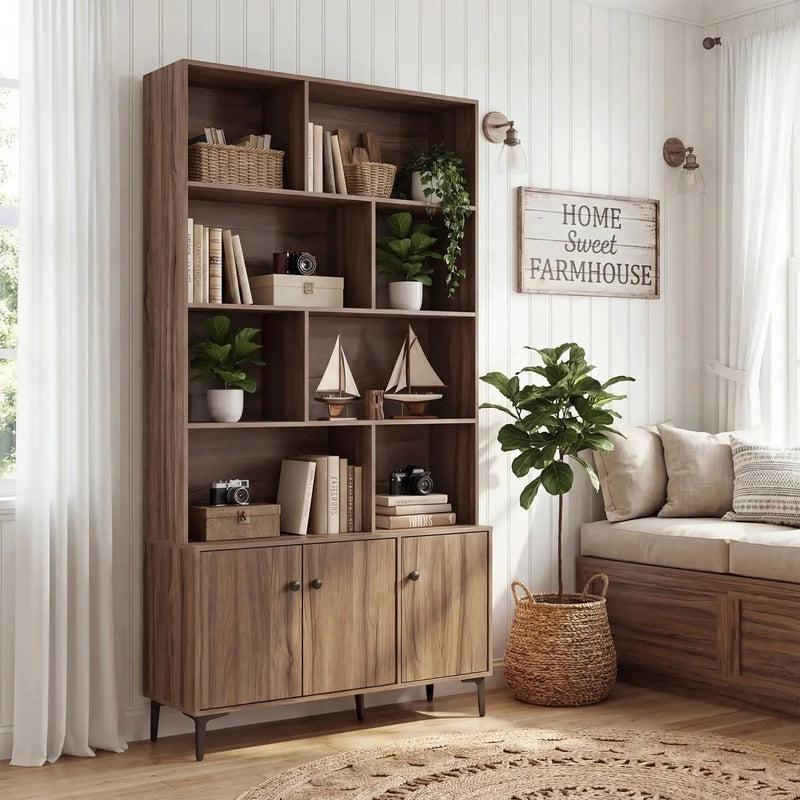 Bookshelf with 3 Doors and 2 Anti-Tipping Kits for Home Office by DirectDeals