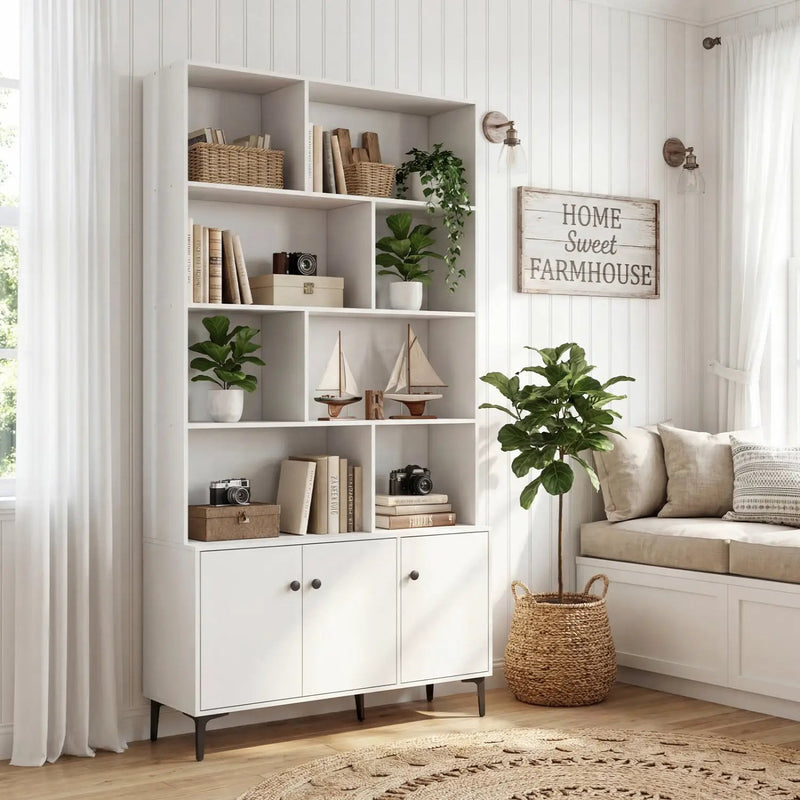 Bookshelf with 3 Doors and 2 Anti-Tipping Kits for Home Office by DirectDeals