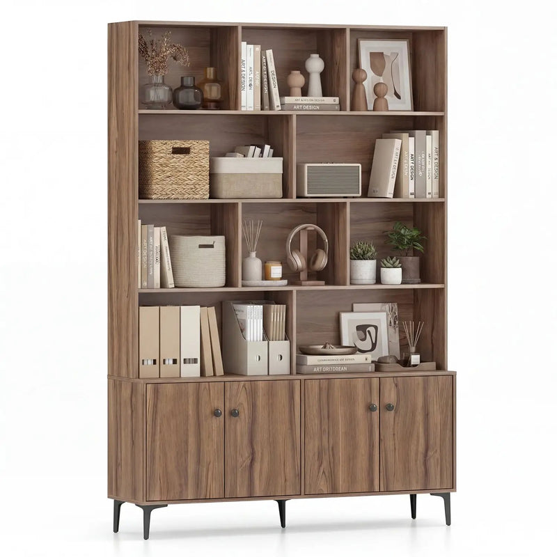 Bookshelf with 4 Doors and 2 Anti-Tipping Kits for Home Office by DirectDeals