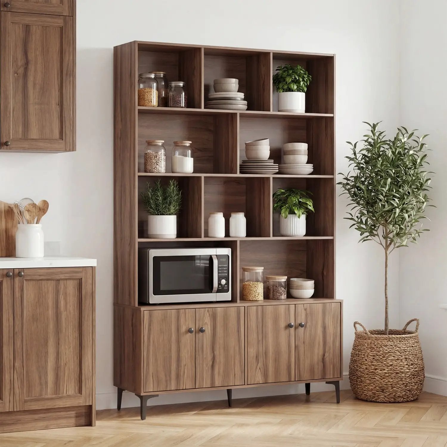 Bookshelf with 4 Doors and 2 Anti-Tipping Kits for Home Office by DirectDeals