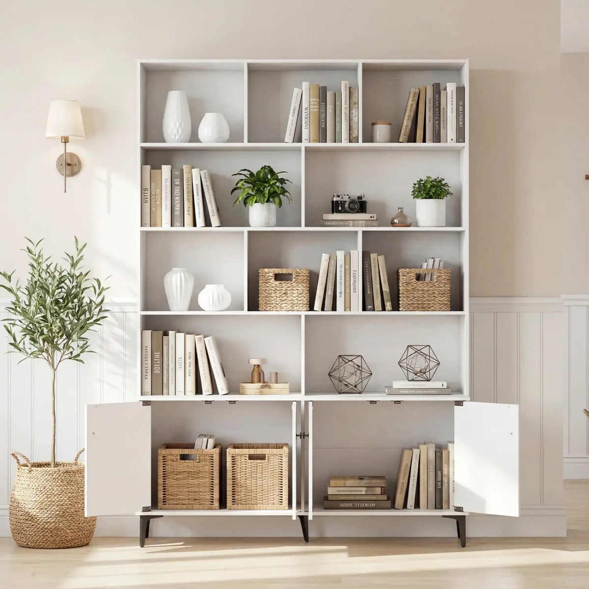 Bookshelf with 4 Doors and 2 Anti-Tipping Kits for Home Office, photo 13 of 16