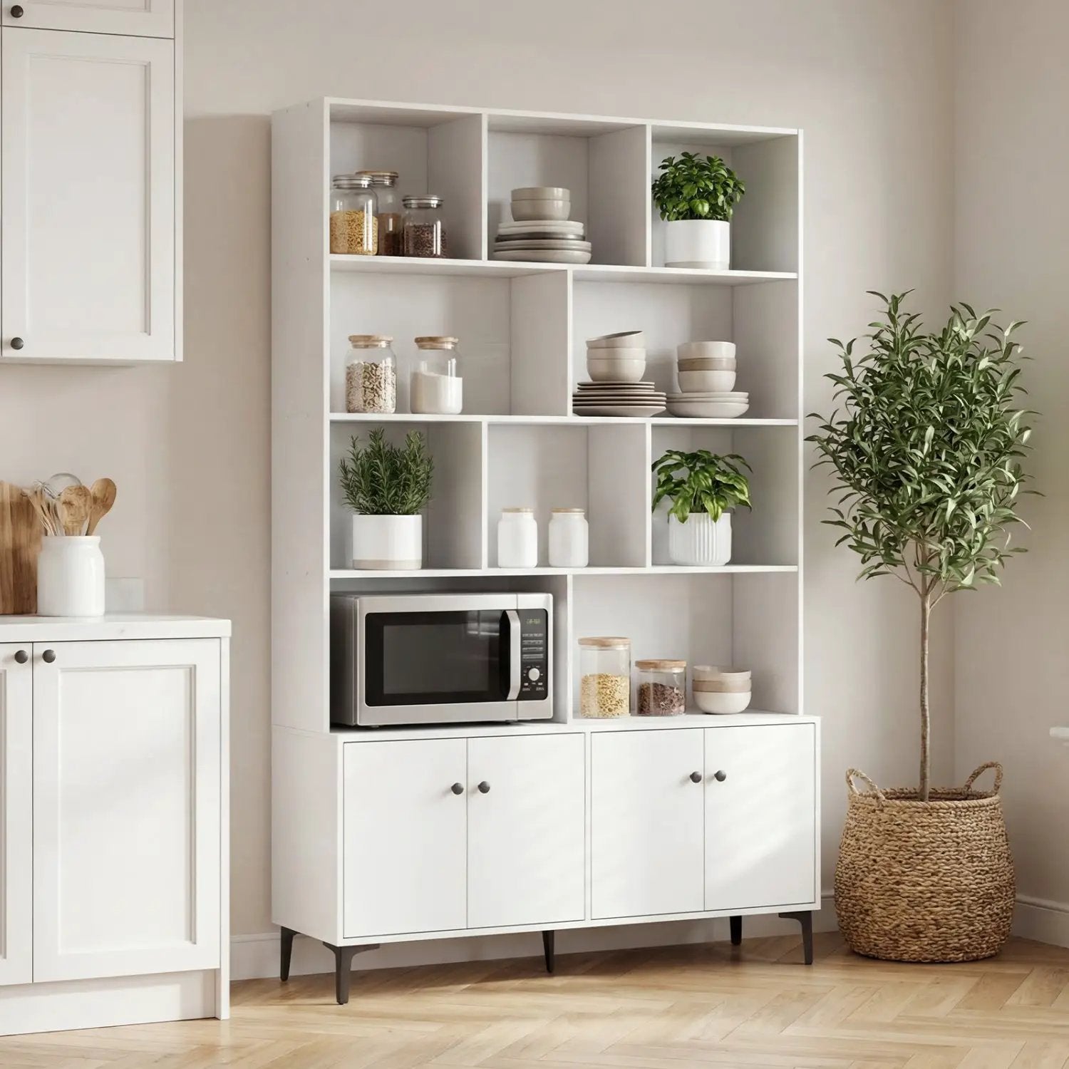 Bookshelf with 4 Doors and 2 Anti-Tipping Kits for Home Office by DirectDeals