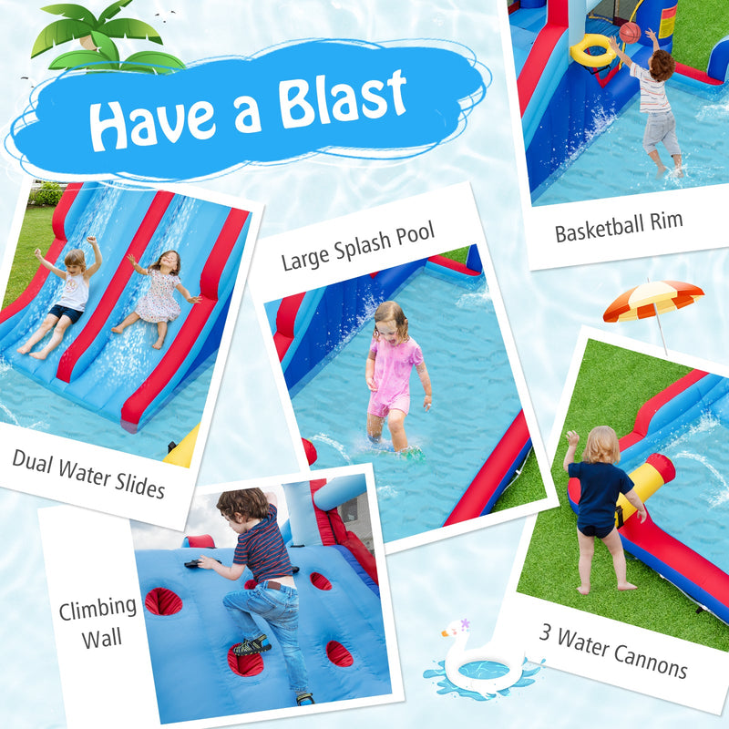 Inflatable Bounce House with 2 Water Slides and 3 Water Cannons with 950W Blower by DirectDeals