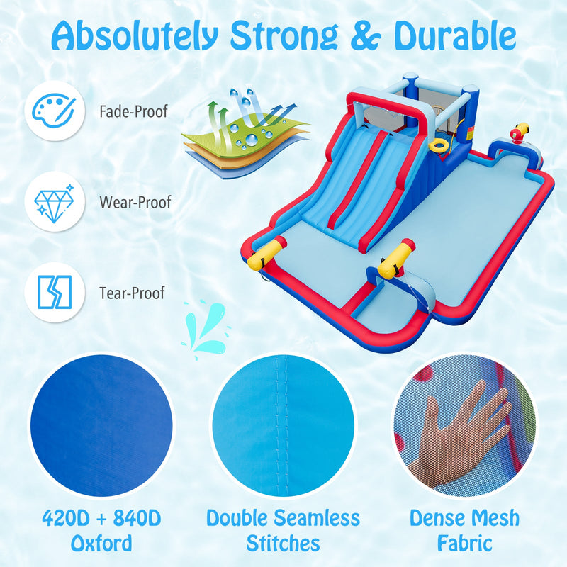 Inflatable Bounce House with 2 Water Slides and 3 Water Cannons with 950W Blower by DirectDeals