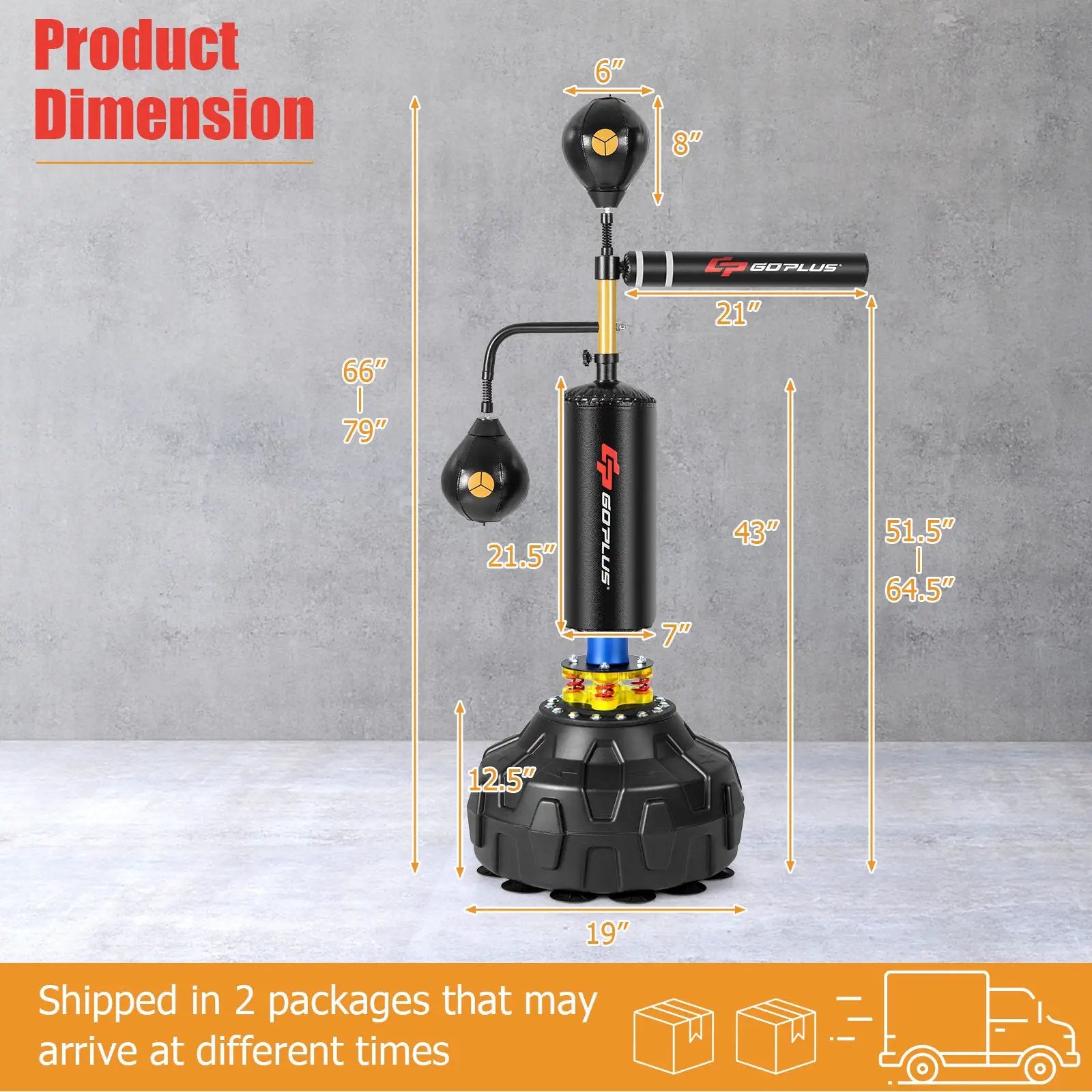 Boxing Speed Trainer Freestanding Fillable 360° Spinning Bar Adjustable Height by DirectDeals