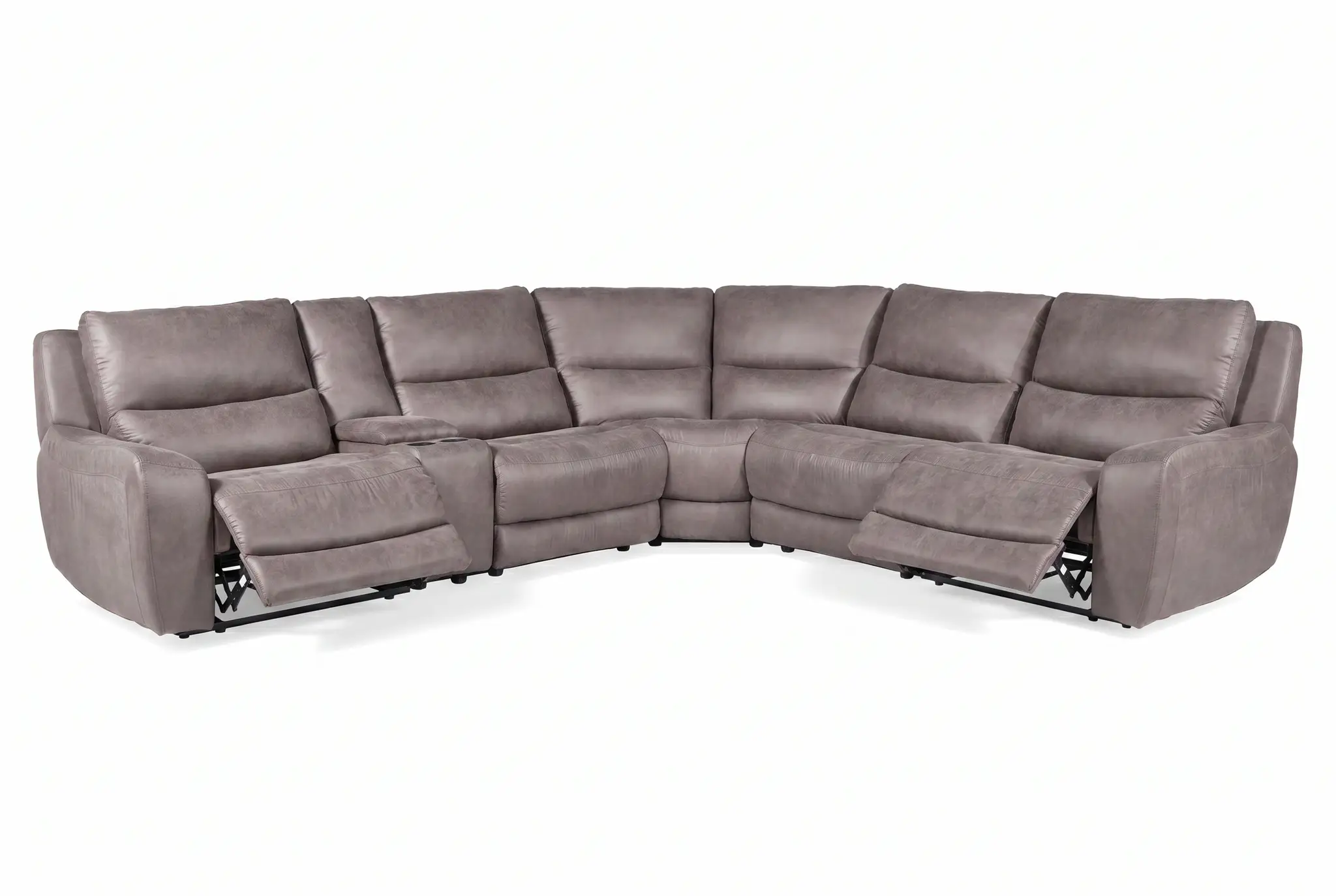Branson Zero Slate 6-Piece Dual Power Reclining Modular Sectional with Storage Console by Ornate Furniture