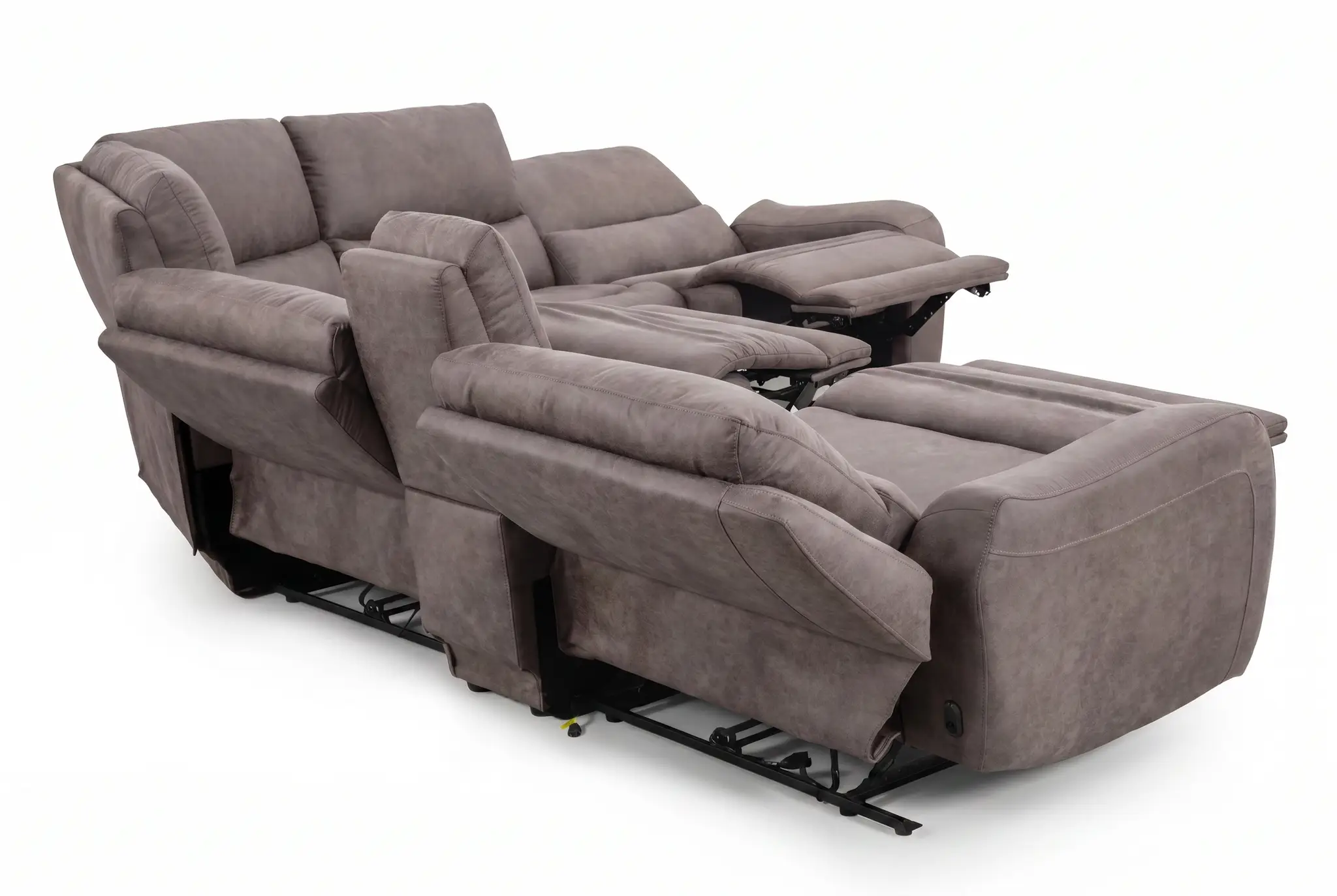 Branson Zero Slate 6-Piece Dual Power Reclining Modular Sectional with Storage Console by Ornate Furniture