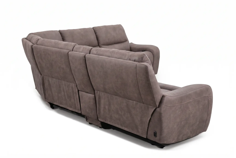 Branson Zero Slate 6-Piece Dual Power Reclining Modular Sectional with Storage Console by Ornate Furniture
