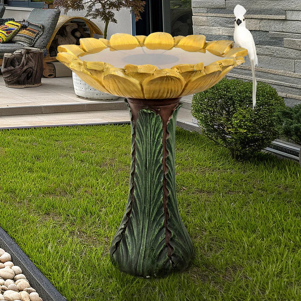 Concrete Sunflower Bird Bath Sculpted Basin 24 Inch, photo 3 of 4