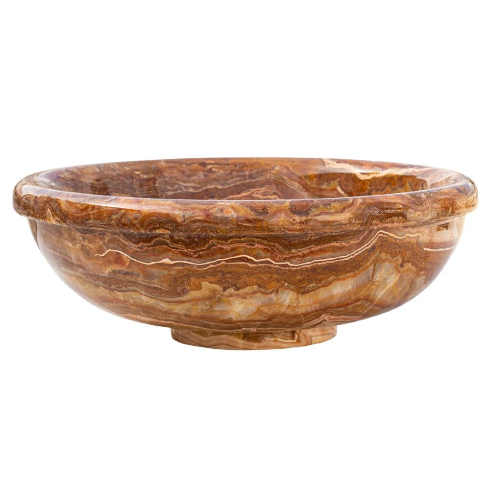Brown Onyx Translucent Natural Stone Polished Drop-in Vessel Sink 16 x 6 Inch by GobekDesign