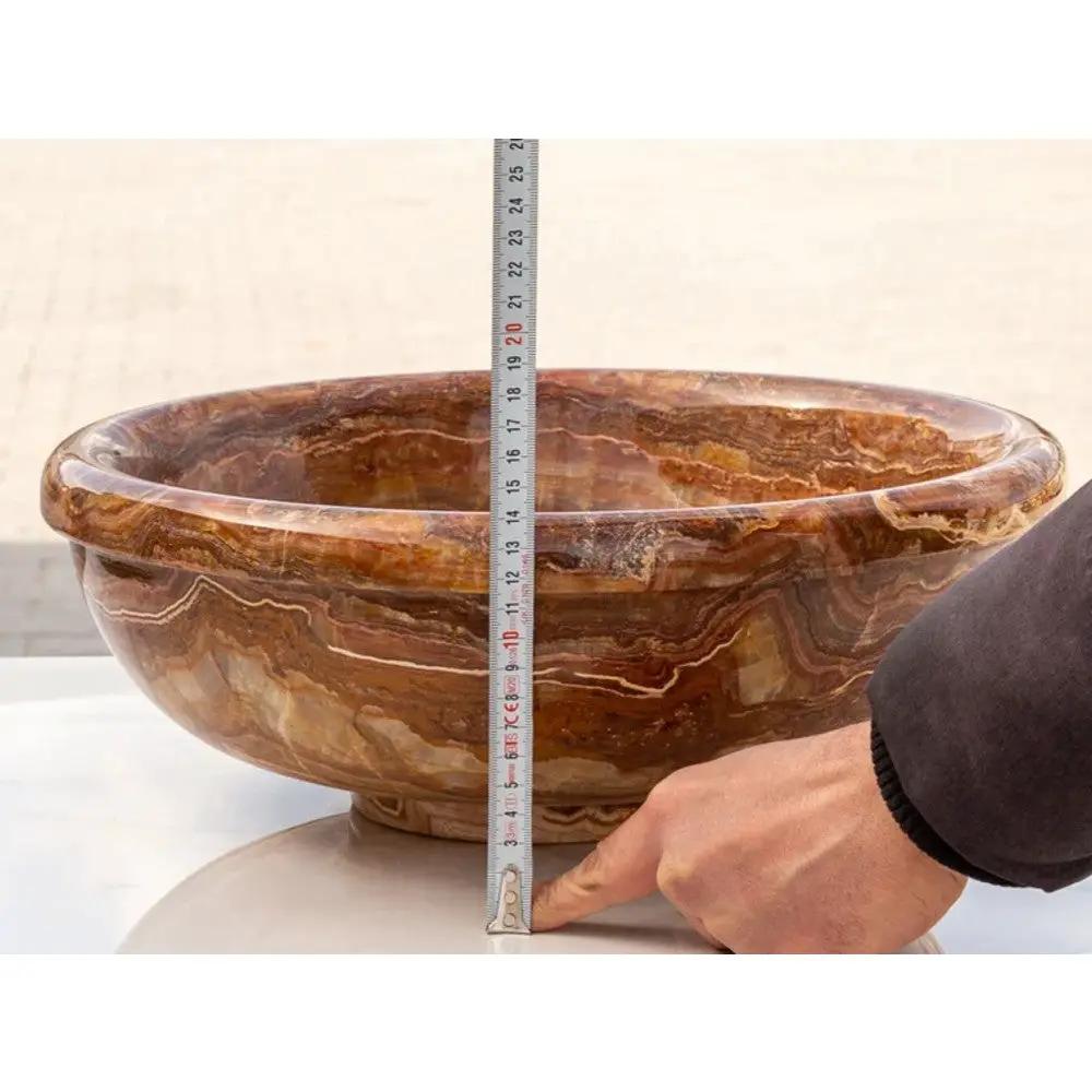 Brown Onyx Translucent Natural Stone Polished Drop-in Vessel Sink 16 x 6 Inch by GobekDesign