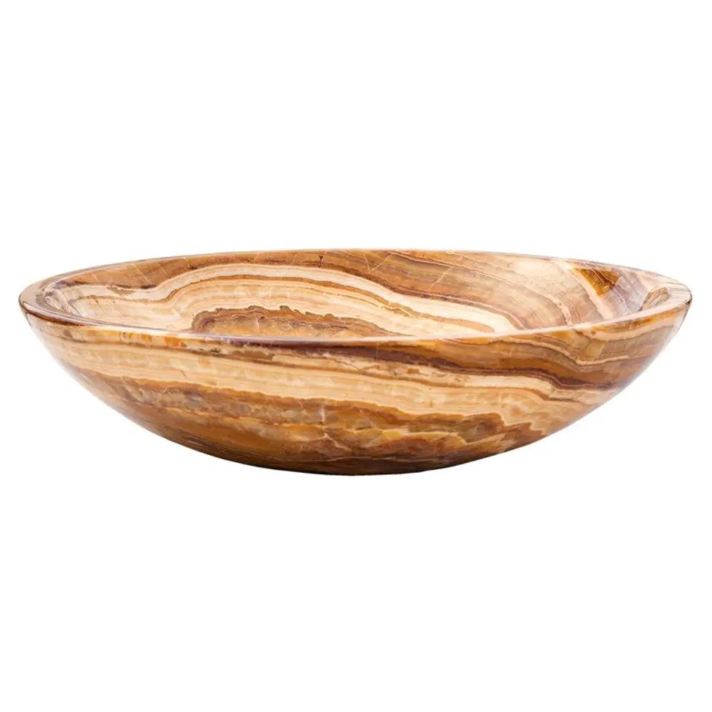 Brown Onyx Translucent Natural Stone Vessel Bowl Sink - 16in Polished by GobekDesign