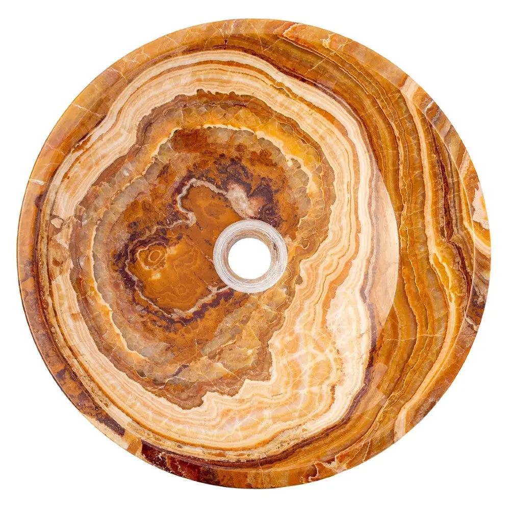 Brown Onyx Translucent Natural Stone Vessel Bowl Sink - 16in Polished by GobekDesign