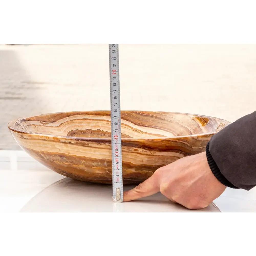 Brown Onyx Translucent Natural Stone Vessel Bowl Sink - 16in Polished by GobekDesign
