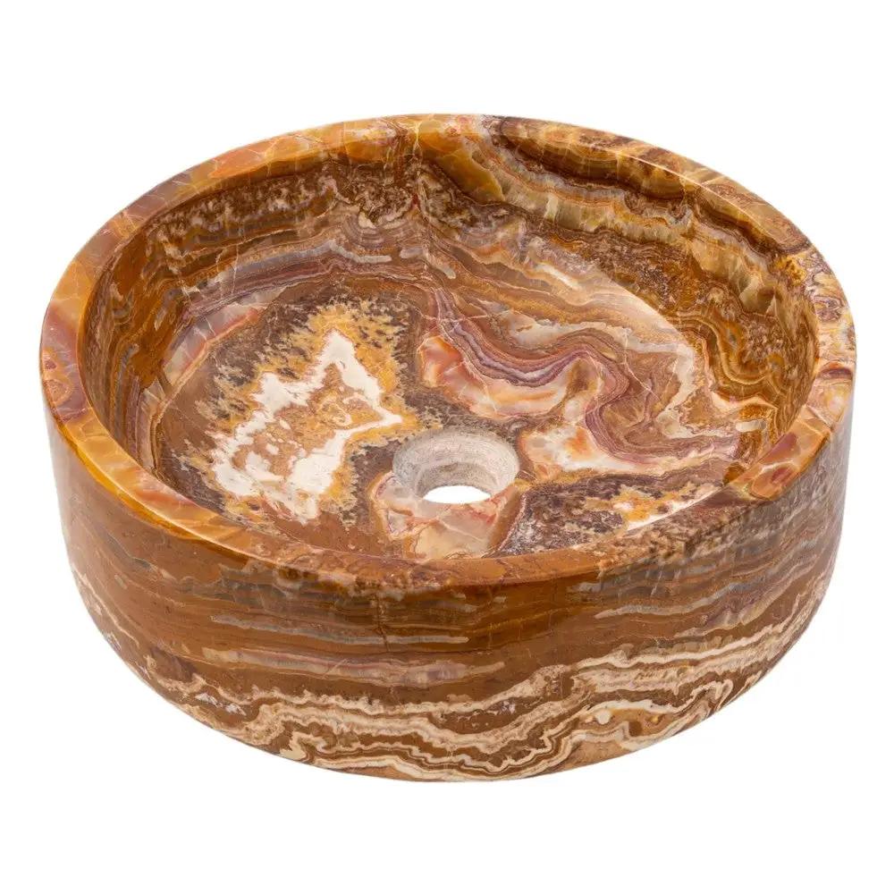Brown Onyx Translucent Natural Stone Vessel Sink - Polished Handcrafted 16x6 Inch by GobekDesign