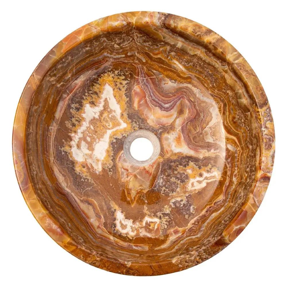 Brown Onyx Translucent Natural Stone Vessel Sink - Polished Handcrafted 16x6 Inch by GobekDesign