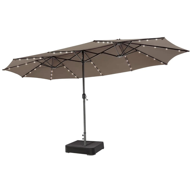 15 Feet Double-Sided Patio Umbrella with 48 LED Lights by DirectDeals