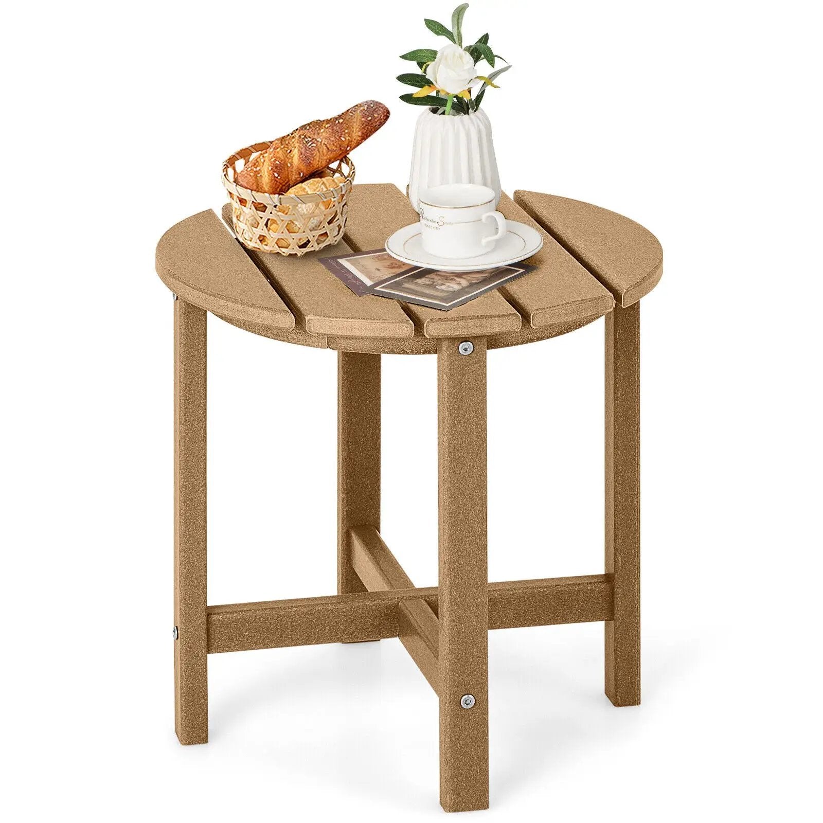 18 Inch Round Weather-Resistant Adirondack Side Table by DirectDeals
