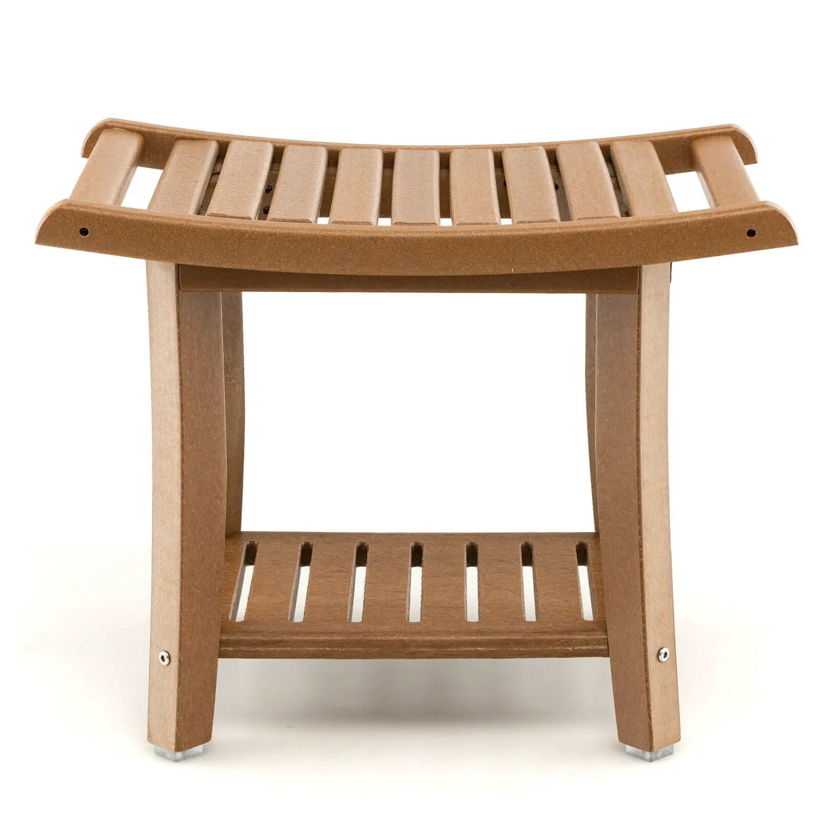 Waterproof Bath Stool with Curved Seat and Storage Shelf by DirectDeals