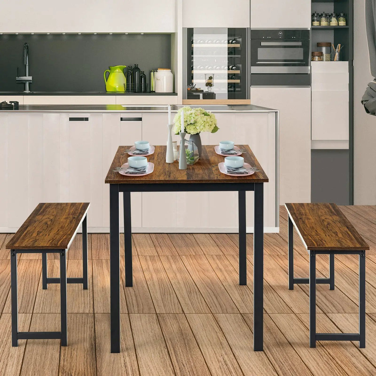 11 Pieces Patio Dining Set with 15 Feet Double-Sided Patio Umbrella Base Included, photo 37 of 44