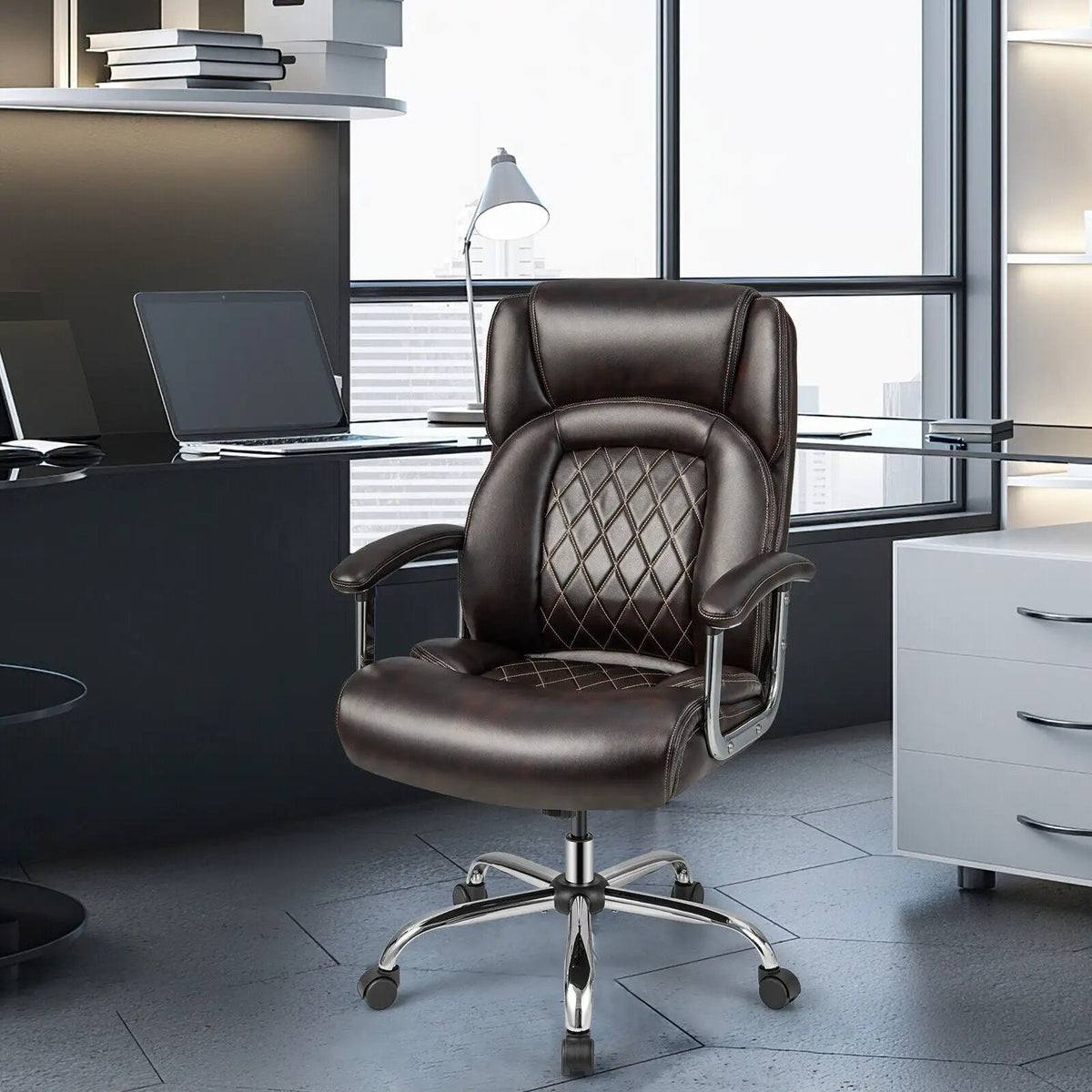 Height Adjustable Big and Tall Office Chair Computer Desk Chair with Metal Base, photo 2 of 9