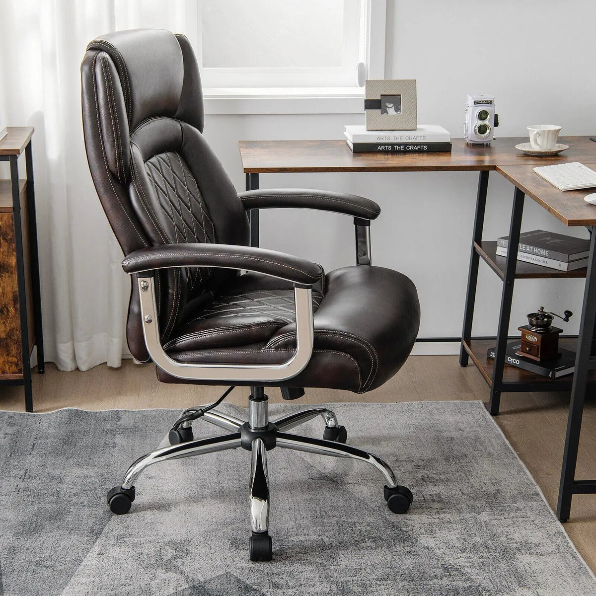 Height Adjustable Big and Tall Office Chair Computer Desk Chair with Metal Base, photo 5 of 9