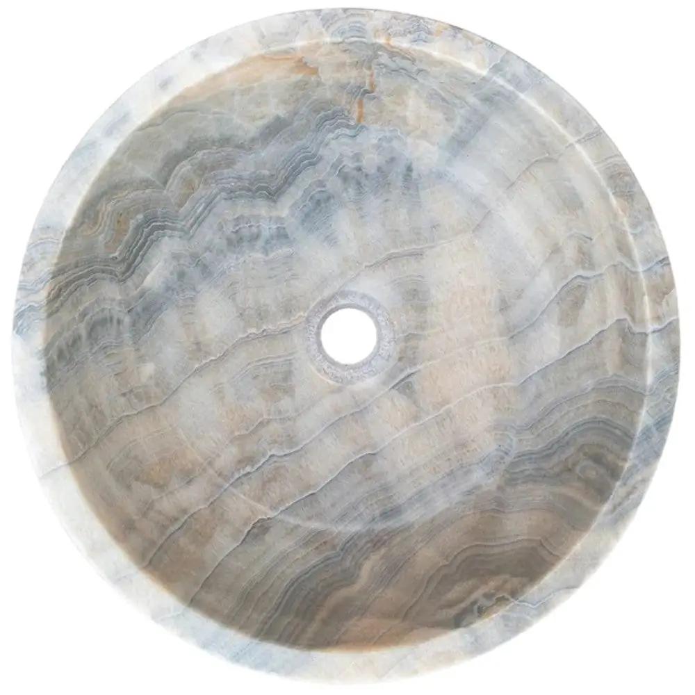 Gray Translucent Turkish Onyx Natural Stone Vessel Sink - Polished 16 Inch x 6 Inch by GobekDesign