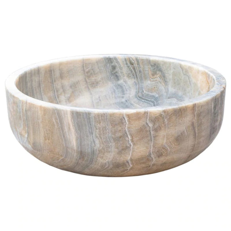 Natural Stone Bubble Gray Translucent Onyx Vessel Sink Polished (D)16" (H)6 by GobekDesign