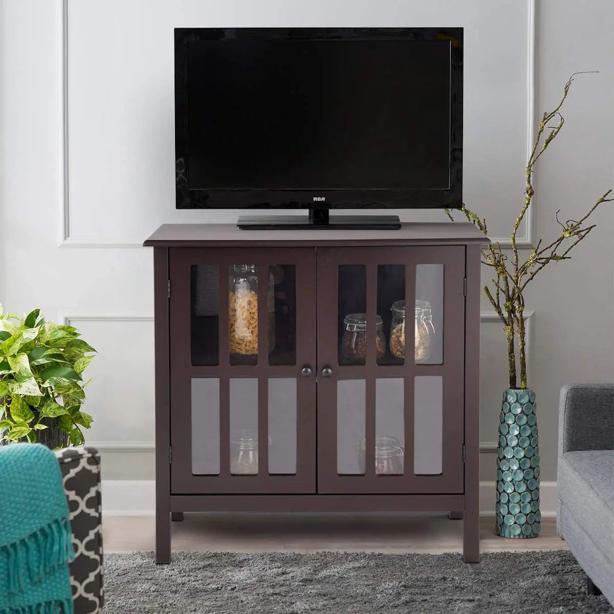 Glass Door Sideboard Console Storage Buffet Cabinet, photo 3 of 32