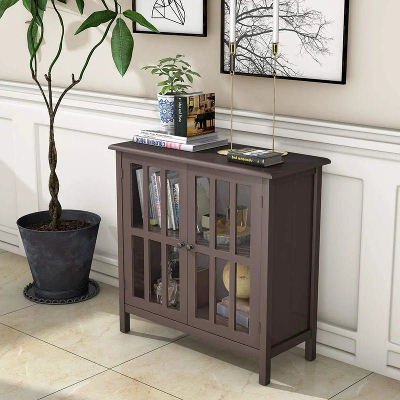 Glass Door Sideboard Console Storage Buffet Cabinet by DirectDeals
