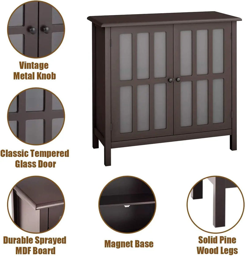 Glass Door Sideboard Console Storage Buffet Cabinet by DirectDeals