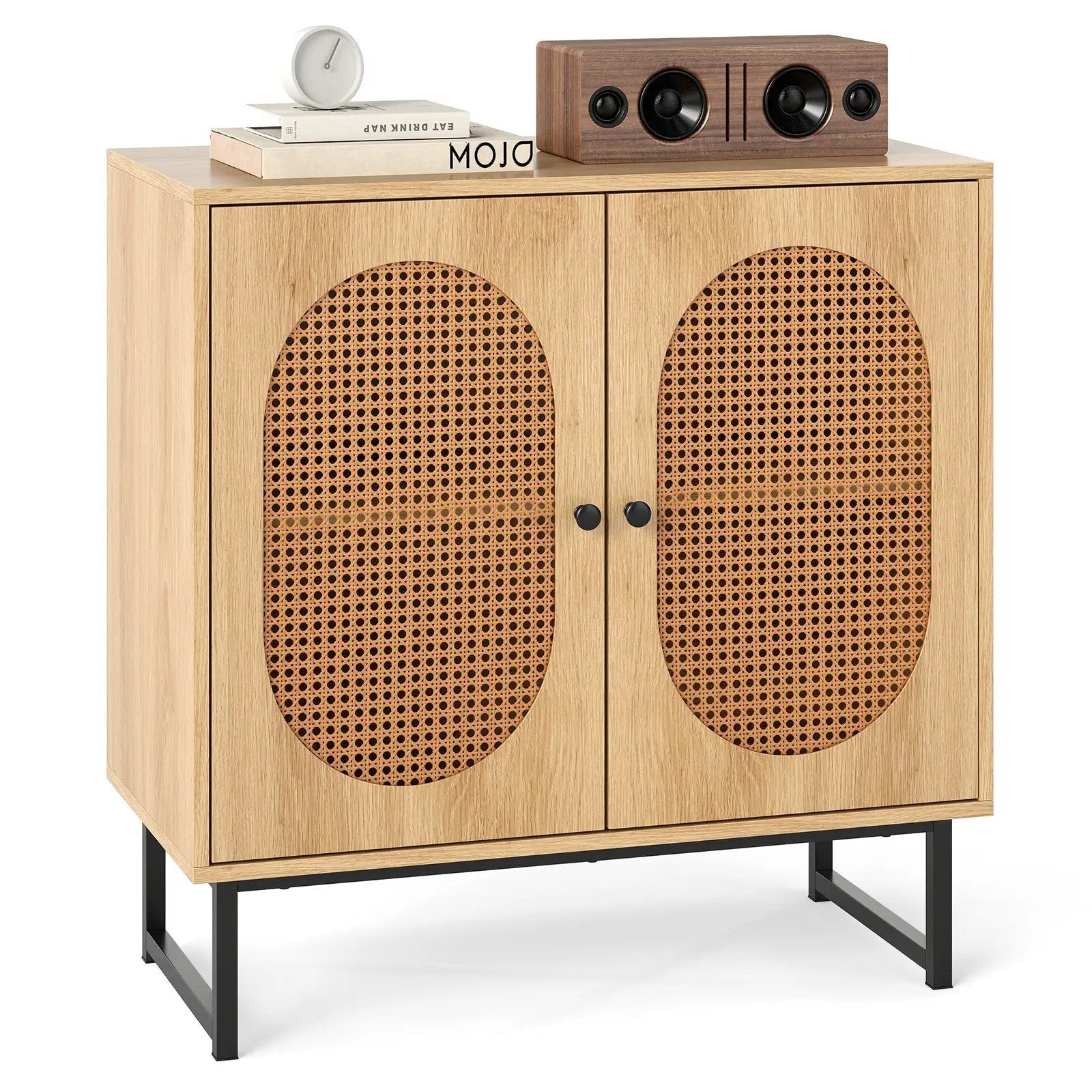 Buffet Cabinet Rattan Storage Cabinet with 2 Doors and Adjustable Shelf by DirectDeals