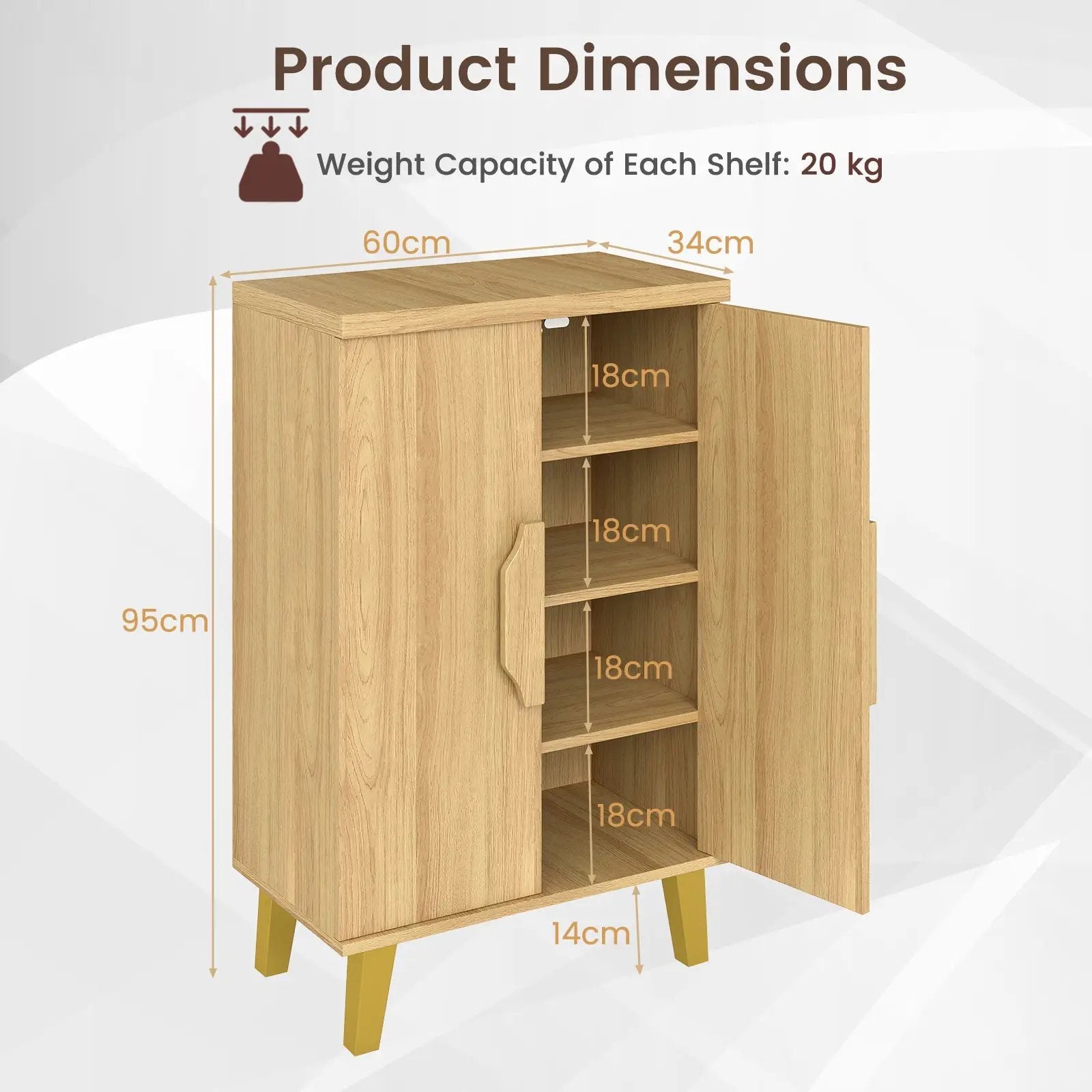Buffet Cabinet with Double Doors and Raised Legs-Natural by DirectDeals