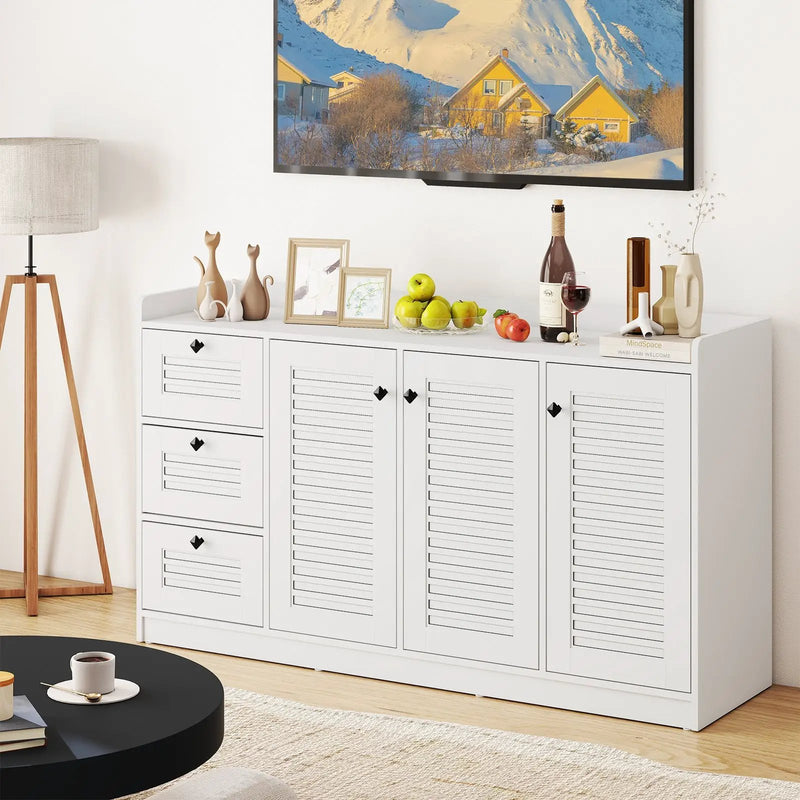 Buffet Cabinet with Storage Modern Sideboard Cabinet with 3 Doors-White by DirectDeals
