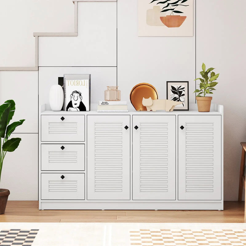 Buffet Cabinet with Storage Modern Sideboard Cabinet with 3 Doors-White by DirectDeals