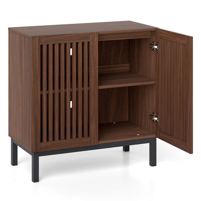 Buffet Cabinet with Storage 32" Wooden Sideboard Coffee Bar Station-Walnut by DirectDeals