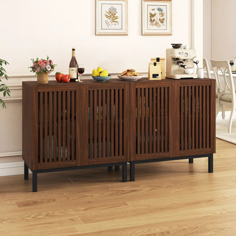 Buffet Cabinet with Storage 32" Wooden Sideboard Coffee Bar Station-Walnut by DirectDeals