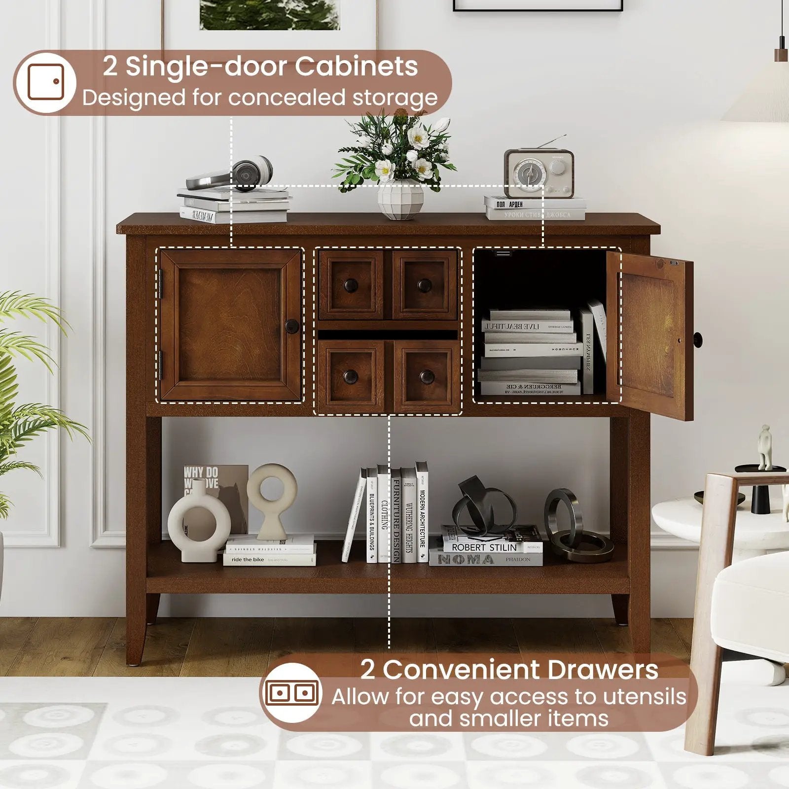 Buffet Sideboard Cabinet with 2 Doors and 2 Drawers by DirectDeals
