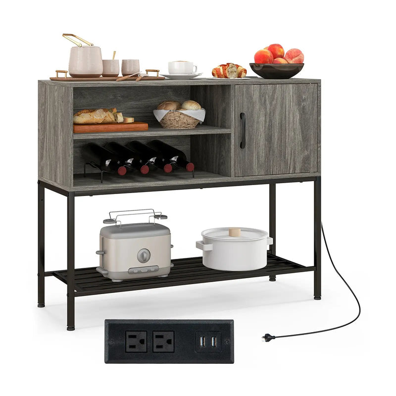 Buffet Sideboard Coffee Bar Cabinet with Power Outlets and USB Ports by DirectDeals