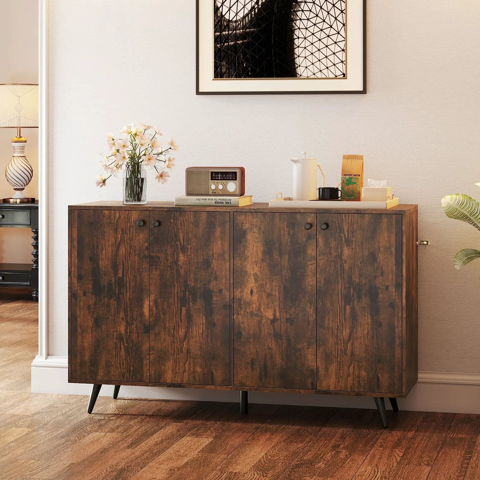 Buffet Sideboard Mid Century Modern Storage Cabinet with Adjustable Shelves by DirectDeals