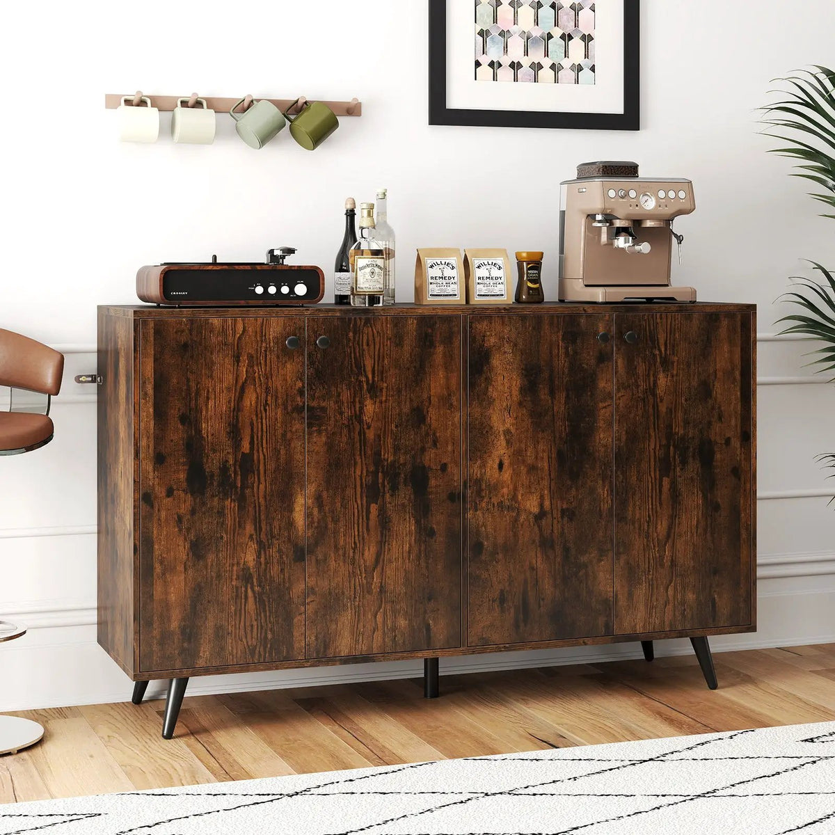 Buffet Sideboard Mid Century Modern Storage Cabinet with Adjustable Shelves, photo 2 of 9