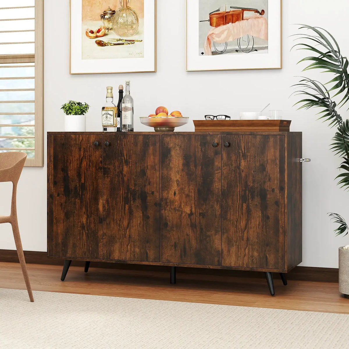 Buffet Sideboard Mid Century Modern Storage Cabinet with Adjustable Shelves, photo 6 of 9