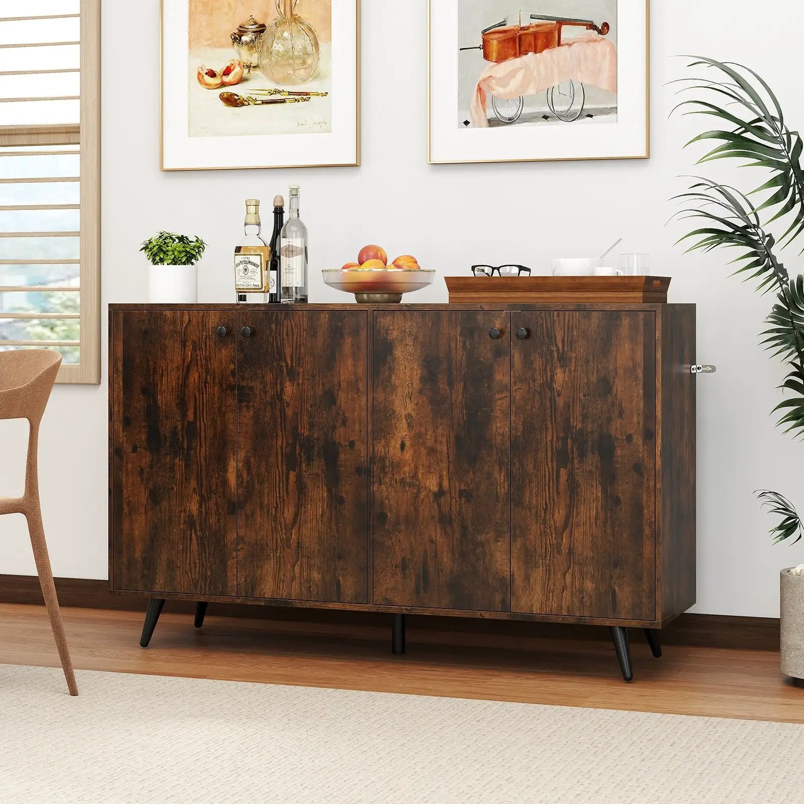 Buffet Sideboard Mid Century Modern Storage Cabinet with Adjustable Shelves by DirectDeals