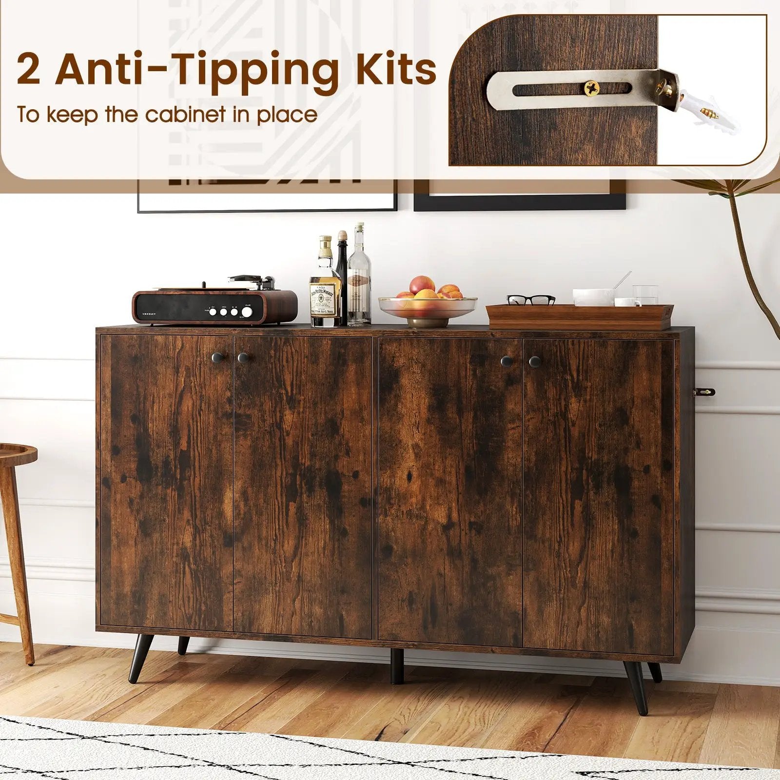 Buffet Sideboard Mid Century Modern Storage Cabinet with Adjustable Shelves by DirectDeals