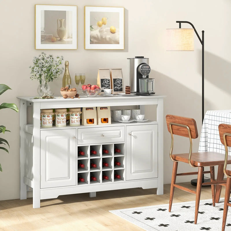 Buffet Sideboard Wine Liquor Coffee Bar Cabinet with Removable Wine Rack-White by DirectDeals