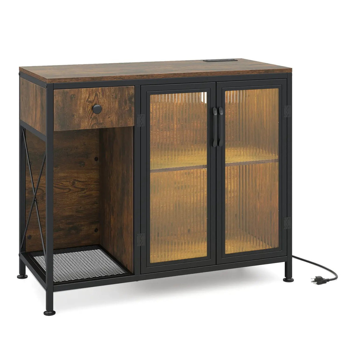 Buffet Sideboard with Doors Power Outlets and LED Light, photo 2 of 16