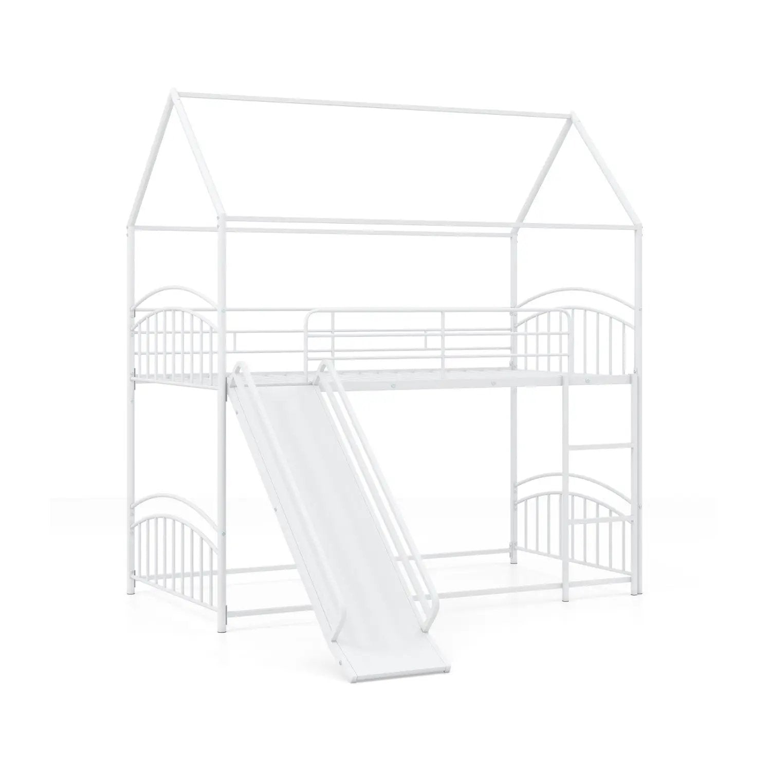 Bunk Bed Twin Over Twin House Bunk Bed Frame with Metal Slats by DirectDeals