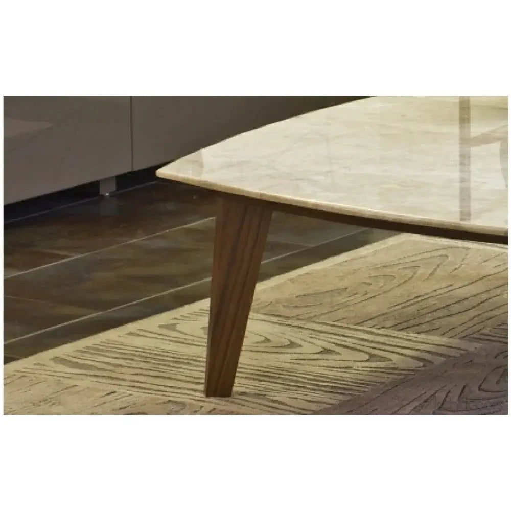 Burdur Beige Premium Natural Marble Coffee Table with Polished Finish Eased Edge by GobekDesign