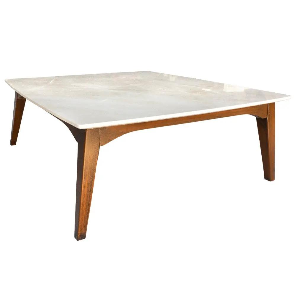 Burdur Beige Premium Natural Marble Coffee Table with Polished Finish Eased Edge by GobekDesign