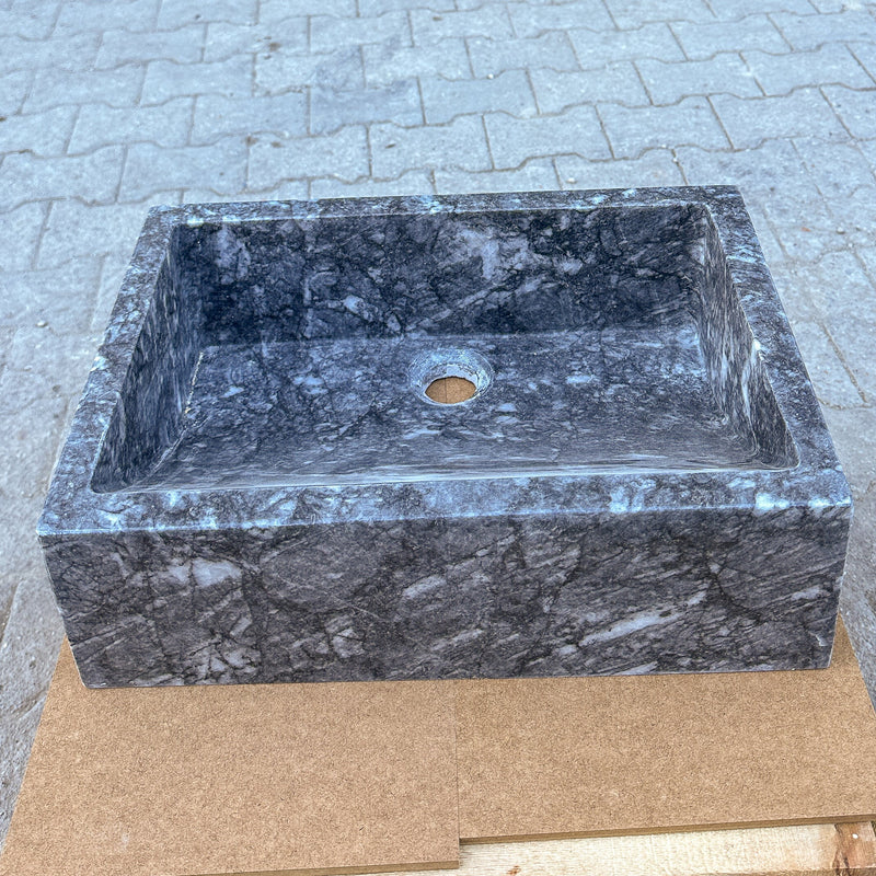 Bursa Gray Marble Rectangular Stone Sink Polished (W)12" (L)18" (H)6" by GobekDesign
